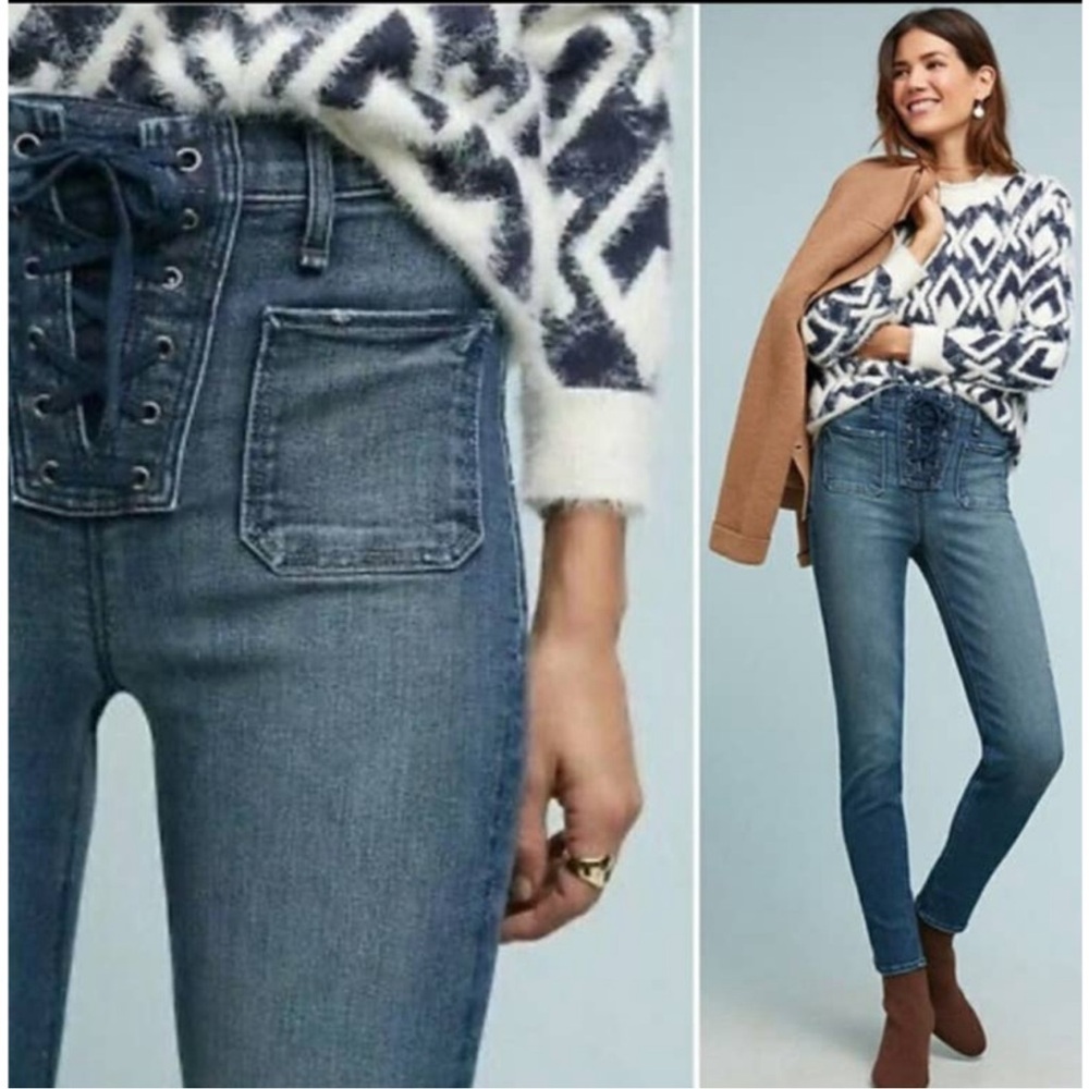McGuire Women's Denim Damn Fine Lace Up Skinny High Rise Jeans Size 28